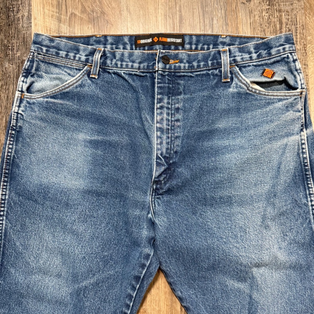 Wrangler Jeans Mens 40x30 Blue FR13MWZ Flame Resistant 13 Original Work Denim - Picture 3 of 16